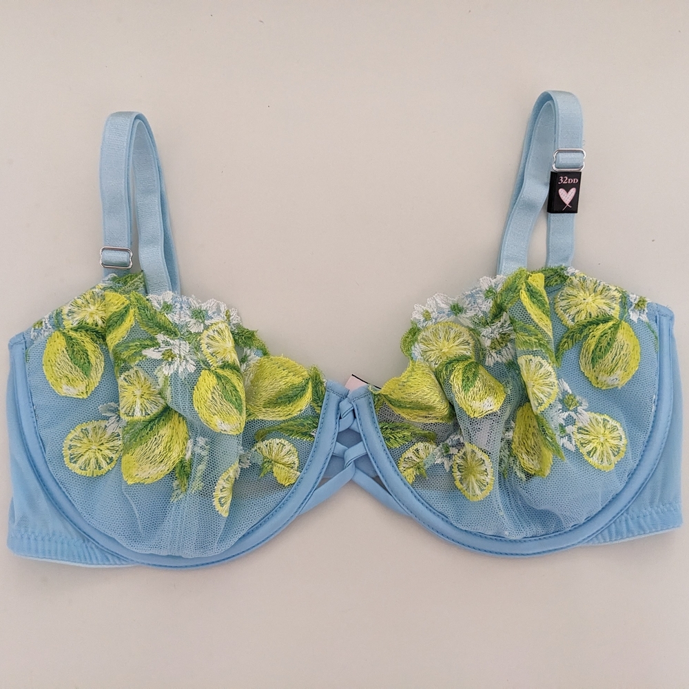 NWT! Victoria's Secret Dream Angels Push Up Without Padding Bra Lemons Lace 32DD